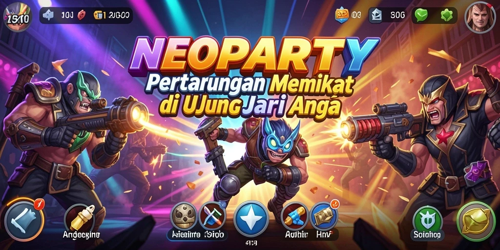 Tampilan pertarungan epik dalam gameplay NEOPARTY.