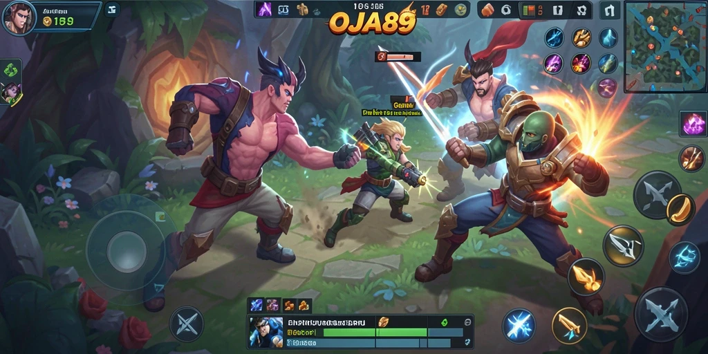 Screenshot gameplay OJA89 dengan aksi seru dalam pertandingan MOBA.