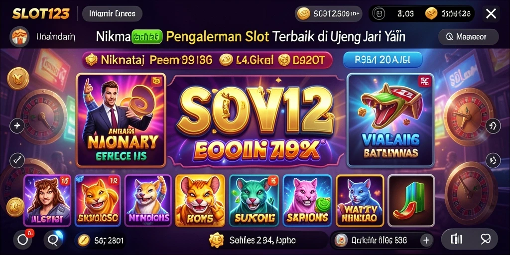 Screenshot menunjukkan gameplay SLOT123 yang menarik dan penuh warna.